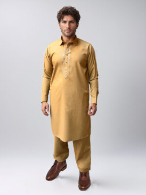 Camel Embroidered Men's Shalwar Kameez