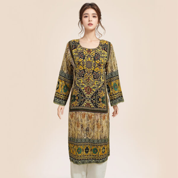 Fuel-Yellow Pakistani Linen Kurti Wholesale