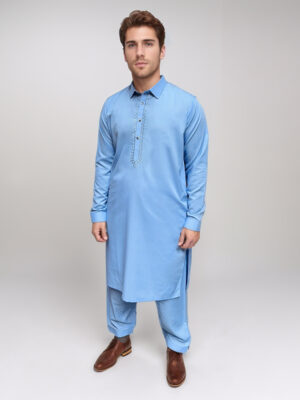 Jordy Blue Embroidered Men's Shalwar Kameez Pakistani