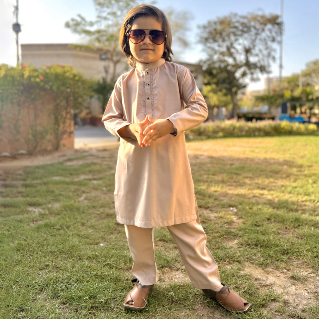 Light pink kids embroidered suit