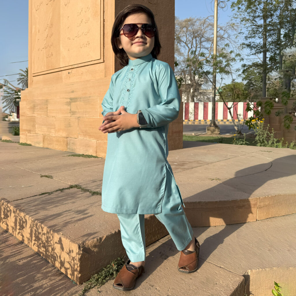 cyan kids embroidered suit