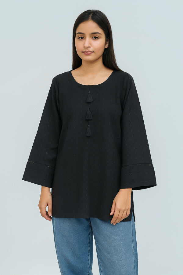 Black Chikankari cotton kurti for women USA