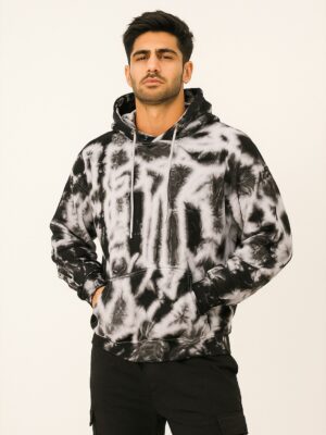 Black & white men’s oversized cotton tie dye hoodie USA