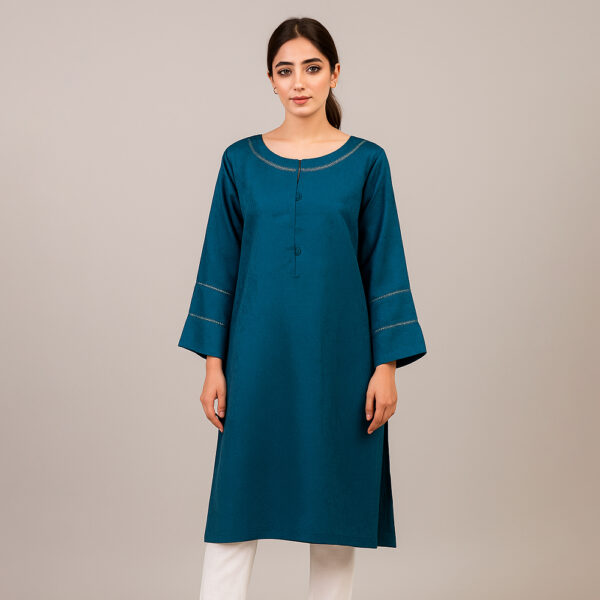 Bluish Cyan Self Print Designer Linen Kurtis Wholesale USA Bluish Cyan Self Print Designer Linen Kurtis Wholesale USA