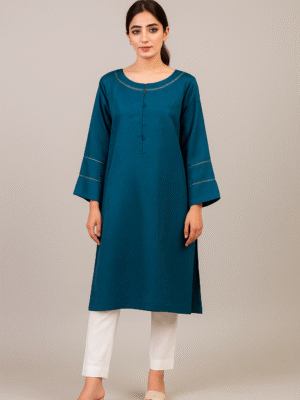 Bluish Cyan self print designer linen kurtis wholesale USA