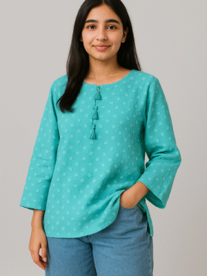 Cyan Designer chikankari kurti USA
