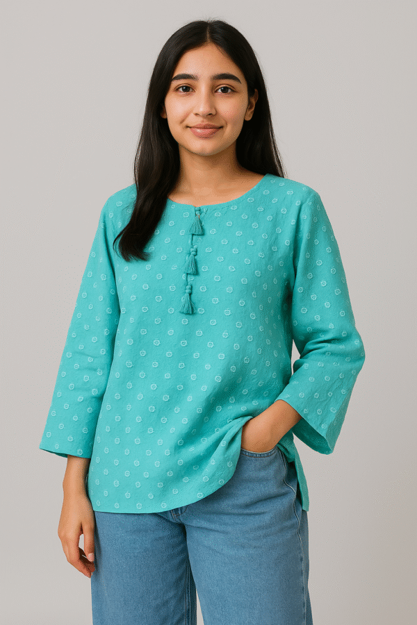 Cyan Designer chikankari kurti USA
