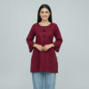 Mehroon Short Chikankari Kurti for Women usa Mehroon Short Chikankari Kurti for Women USA