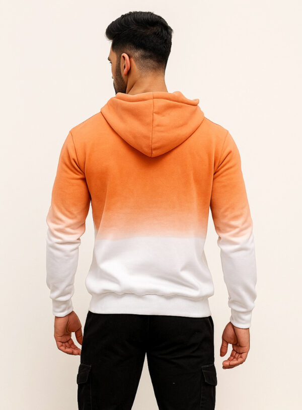Men’s Cotton Tie & Dye Hoodie in White & Peach Ombre USA