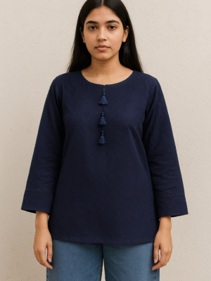 Navy blue Pure cotton chikankari kurti USA