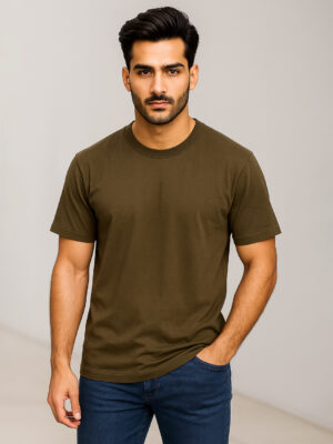 Olive green wholesale round neck t shirts USA