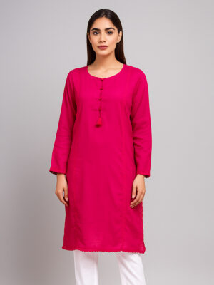 Pinkish Red Wholesale Ethnic Linen Kurtis USA