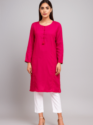 Pinkish Red wholesale ethnic linen kurtis USA