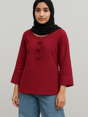 Red Chikankari embroidery kurti USA
