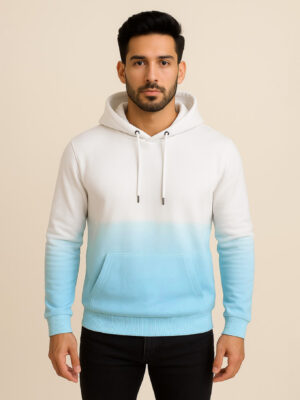 Sky Blue Ombre tie & dye printed hoodie for men USA