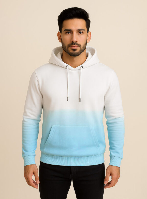 Sky Blue Ombre tie & dye printed hoodie for men USA