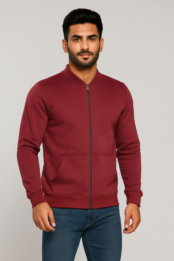 Wine Red Wholesale Men’s Full Zip Hoodies USA