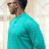 cyan men’s embroidered Chikankari kurta USA
