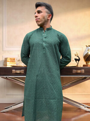 green men’s Chikankari kurta USA