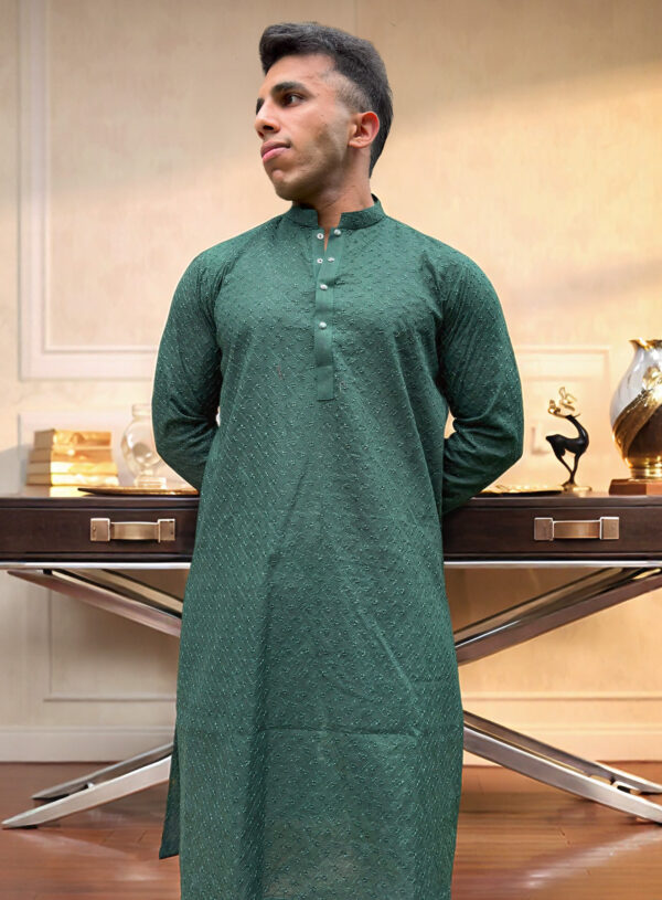 green men’s Chikankari kurta USA