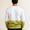 men’s cotton tie dye sweatshirt USA in White & Olive Green Ombre