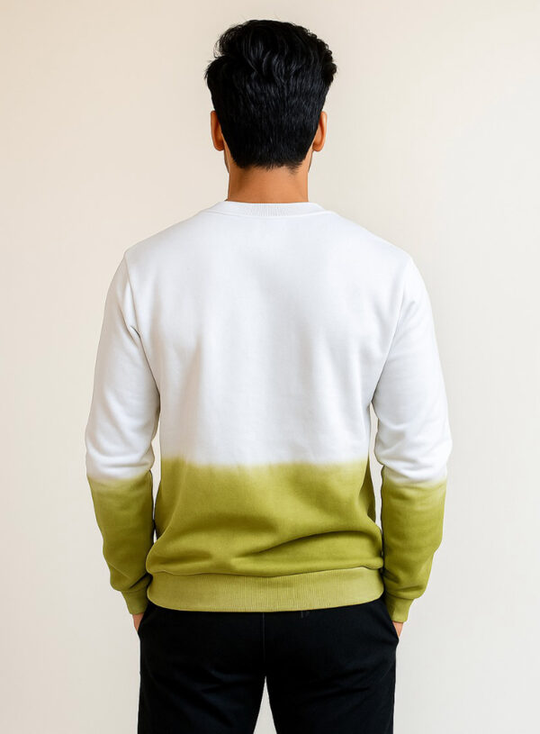 men’s cotton tie dye sweatshirt USA in White & Olive Green Ombre
