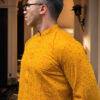 mustard Pakistani Chikankari kurta for men USA