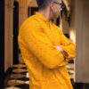 mustard Pakistani Chikankari kurta for men USA
