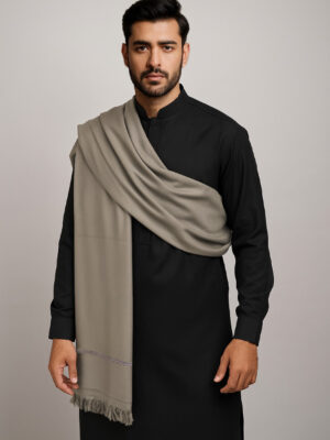 natural grey men’s luxury wool shawl USA