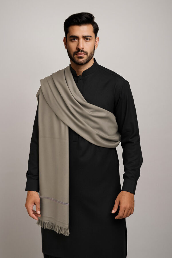 natural grey men’s luxury wool shawl USA