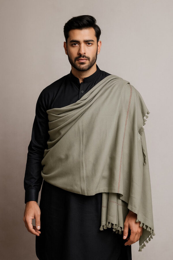 natural grey men’s luxury wool shawl USA