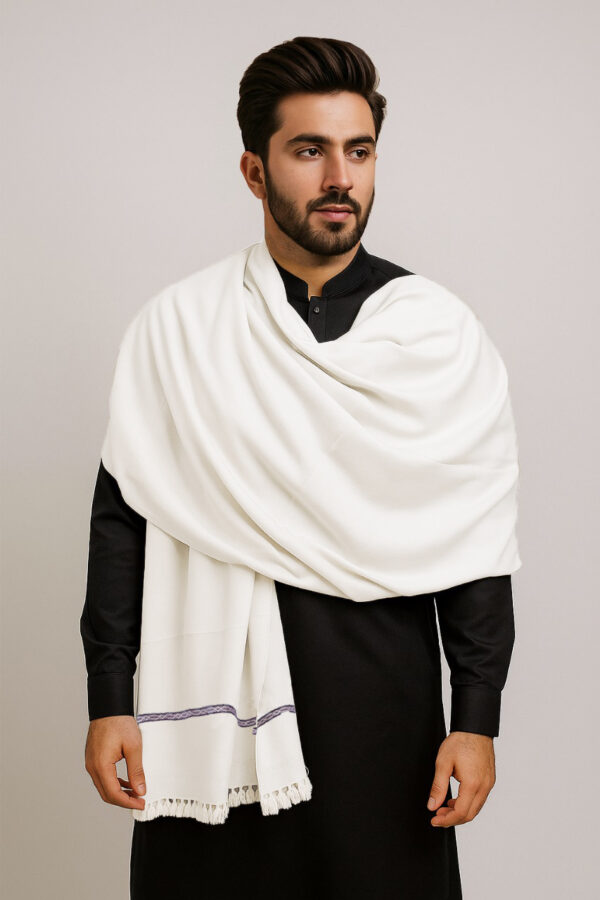 off white men’s pure wool shawl USA