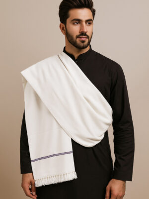 off white men’s pure wool shawl USA