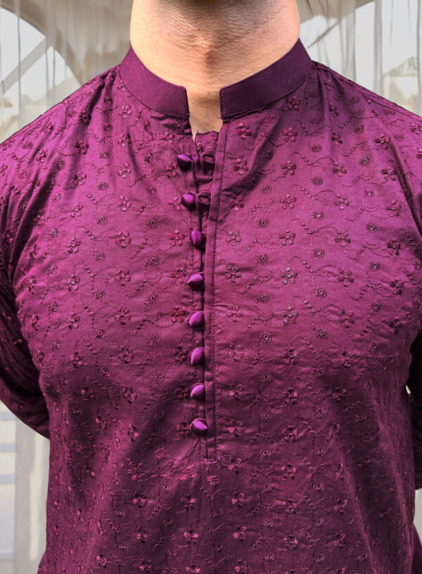 purple men’s party wear Chikankari kurta USA
