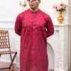 red men’s ethnic Chikankari kurta USA
