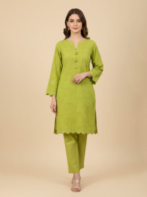 Avocado Green Wholesale Chikankari Co Ord Set USA