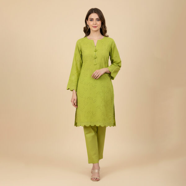 Avocado Green Wholesale Chikankari Co Ord Set USA