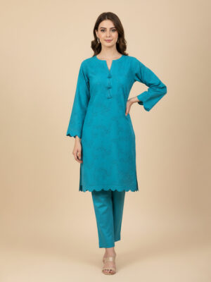 Bluish Cyan Chikankari Co Ord Wholesale USA