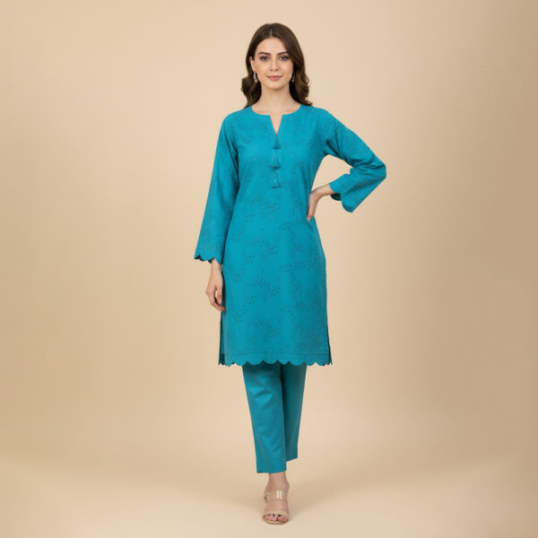 Bluish Cyan Chikankari Co Ord Wholesale USA