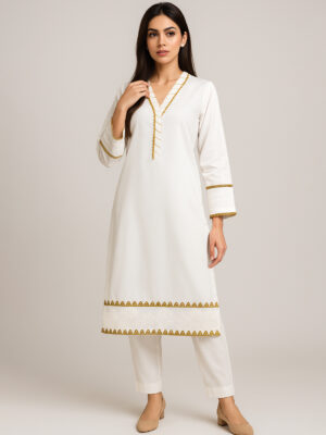 Off-White Embroidered Pakistani Co-Ord Set for Women USA