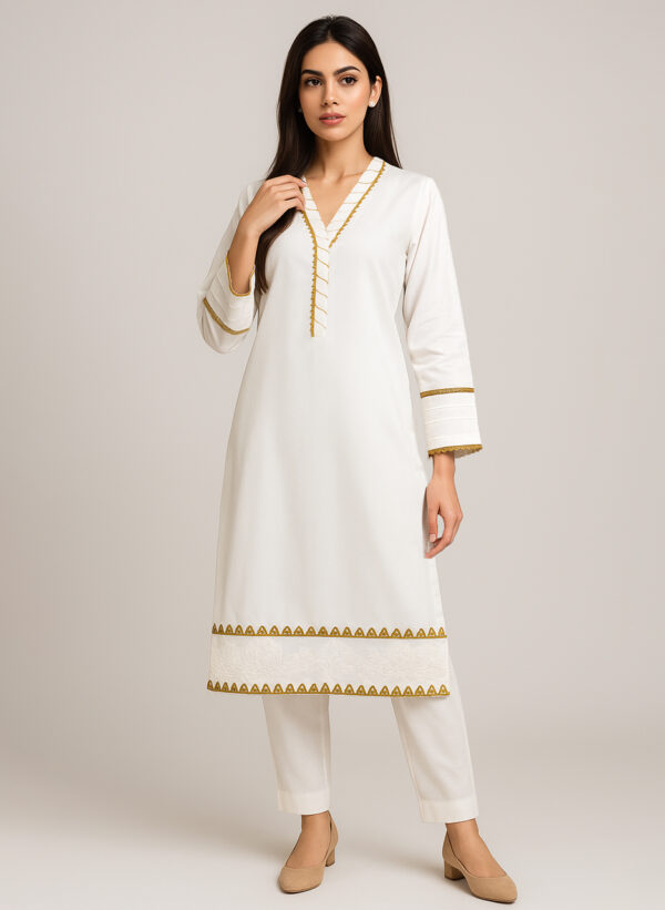Off-White Embroidered Pakistani Co-Ord Set for Women USA