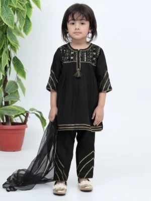Classic Black Wholesale Pakistani Desi 3PC Formal Suit for Girls USA