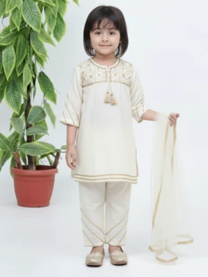 Elegant off-white Wholesale Pakistani Desi 3PC Formal Suit for Girls USA
