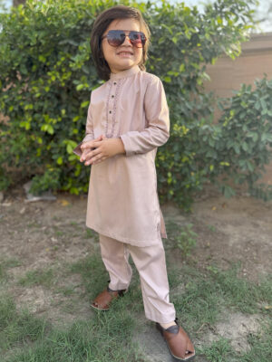 Light pink Wholesale Kids Embroidered Pakistani Shalwar Kameez USA