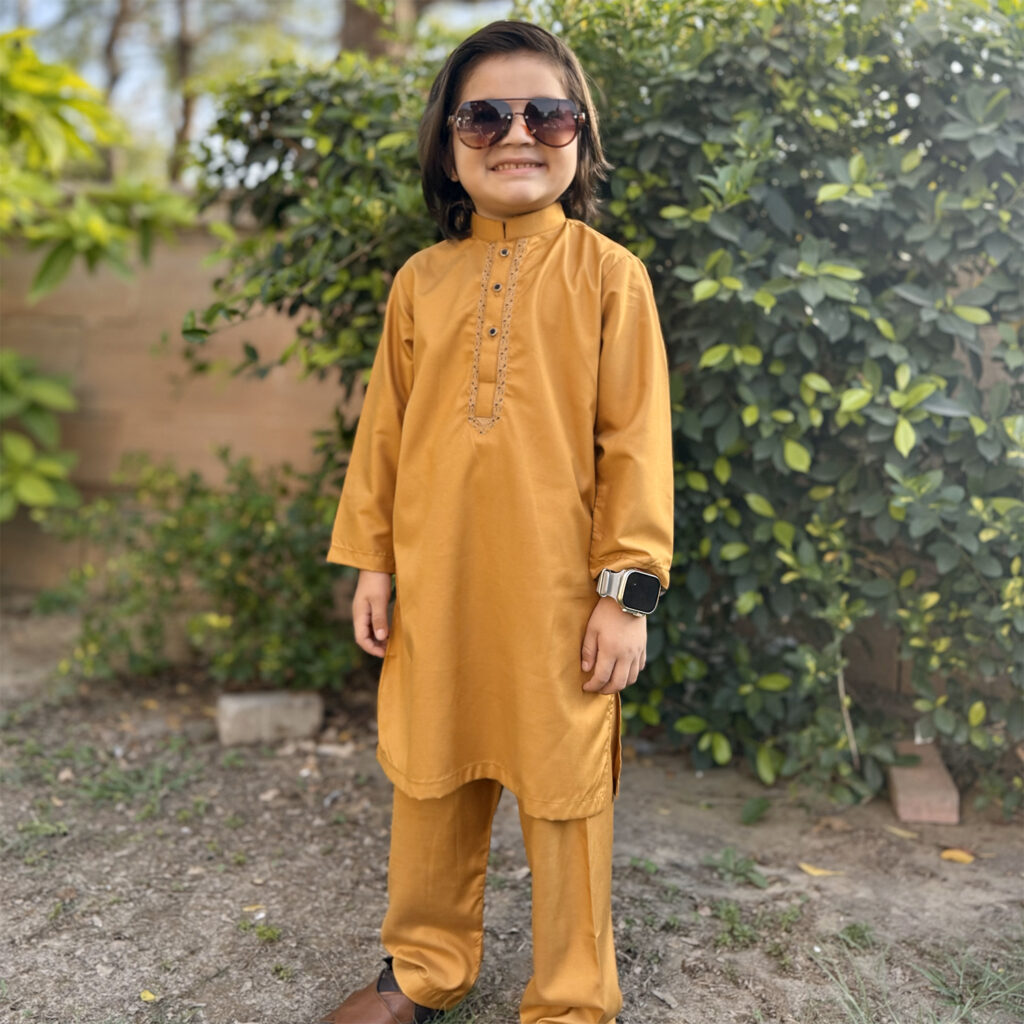 Mustard Wholesale Kids Embroidered Pakistani Shalwar Kameez USA
