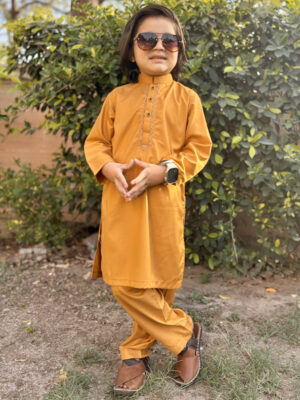 Mustard Wholesale Kids Embroidered Pakistani Shalwar Kameez USA