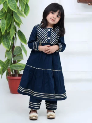 Navy Blue Wholesale Pakistani Desi Formal Suit for Girls USA