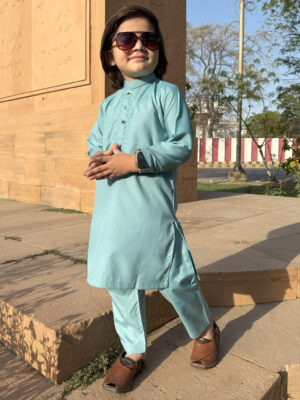 cyan Wholesale Kids Pakistani Embroidered Shalwar Kameez USA