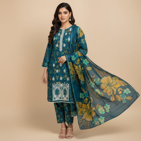 Bluish Cyan Wholesale Linen Pakistani Suit USA Bluish Cyan Wholesale Linen Pakistani Suit USA