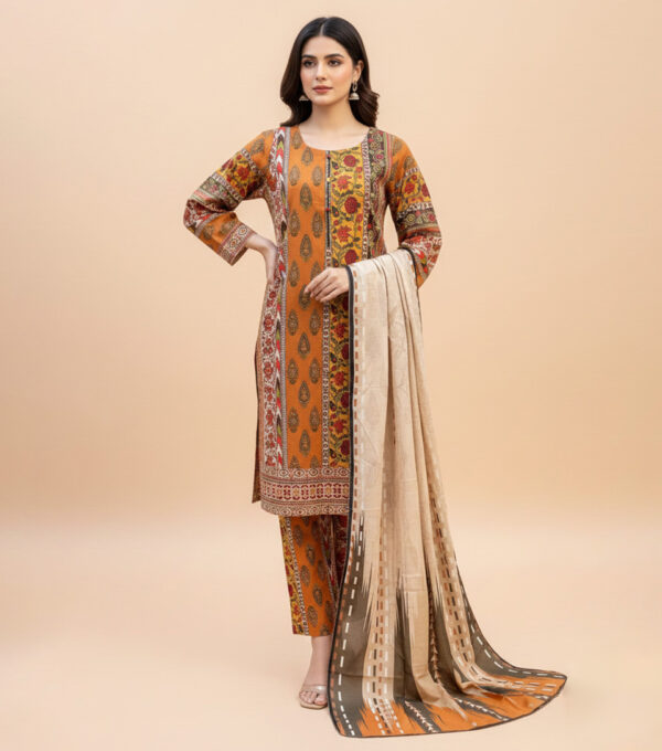 Brownish Orange wholesale pakistani khaddar suit usa Brownish Orange Wholesale Pakistani Khaddar Suit USA